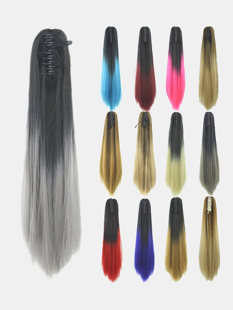 

15 Colors Ponytail Gradient High Temperature Fiber Breathable Long Straight Hair Extensions
