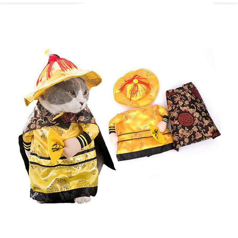 Dog Cats Halloween Costume Emperor Cosplay Funny Pet Dress Up Party Clothes