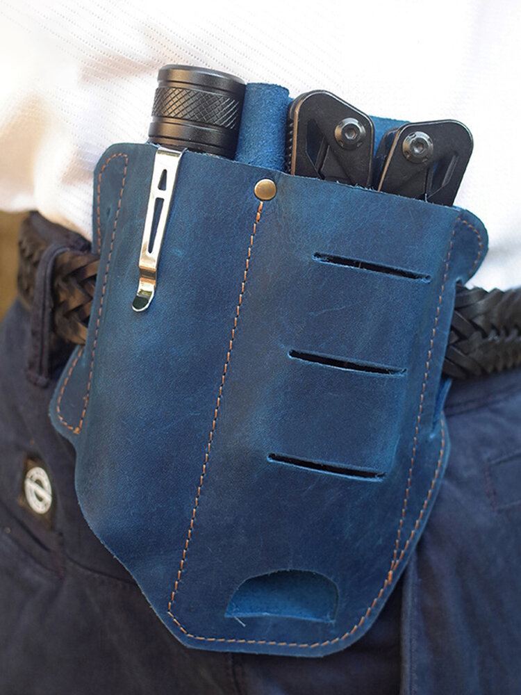 Menico Cowhide Leather EDC Wear-resistant Multi-functional Convenient Portable Belt Loop Waist Tool Set