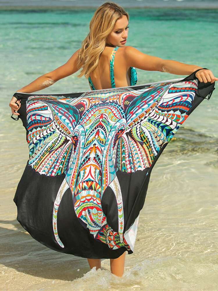 Plus Size Animal Print Swimsuits Multi-Ways Wearing Women Cover Ups Beachwear
