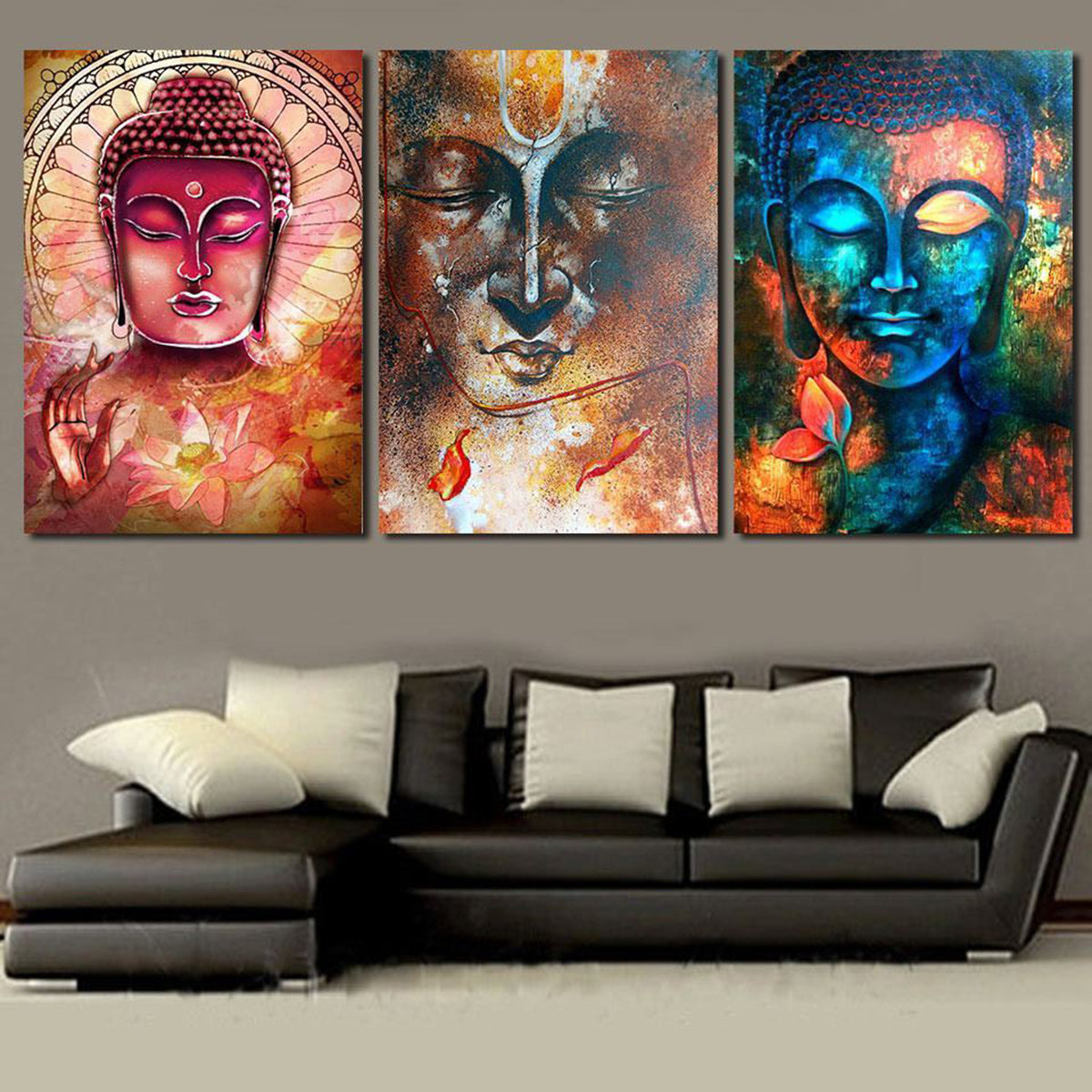 

3Pcs Buddhas Canvas Painting Frameless Wall Art Bedroom Living Room Home Decor
