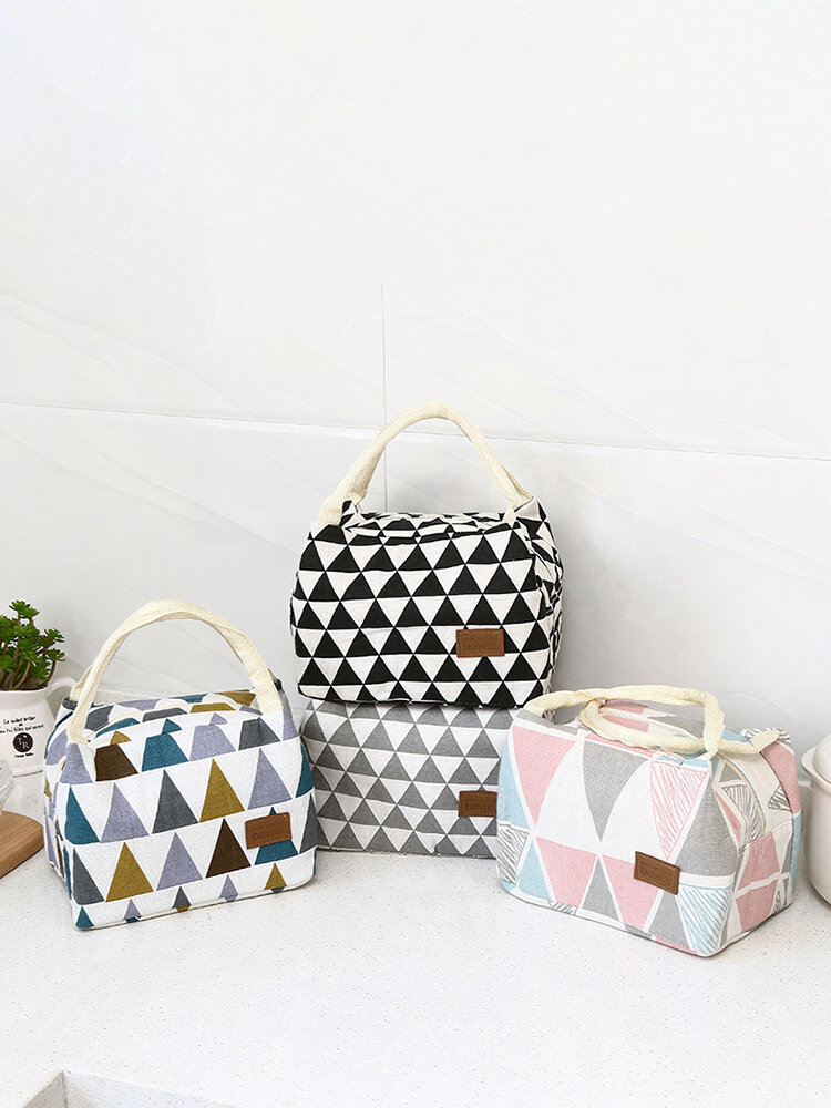Geometric Pattern Insulation Bag Cold Bag Ice Pack Lunch Box Bag Creative Portable Picnic Bag