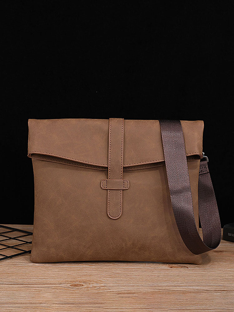 Menico Men Artificial Leather Vintage Large Capacity Messenger Bag 14 Inch Laptop Casual Handbag