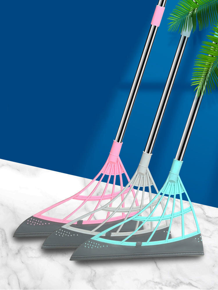 1 PC Multifunctional Magic Broom Detachable Effortless Sweeping Sewage Stains Hair Broom Stainless Steel Plastic Household Bathroom Kitchen Bedroom Stains Scraping Wiper
