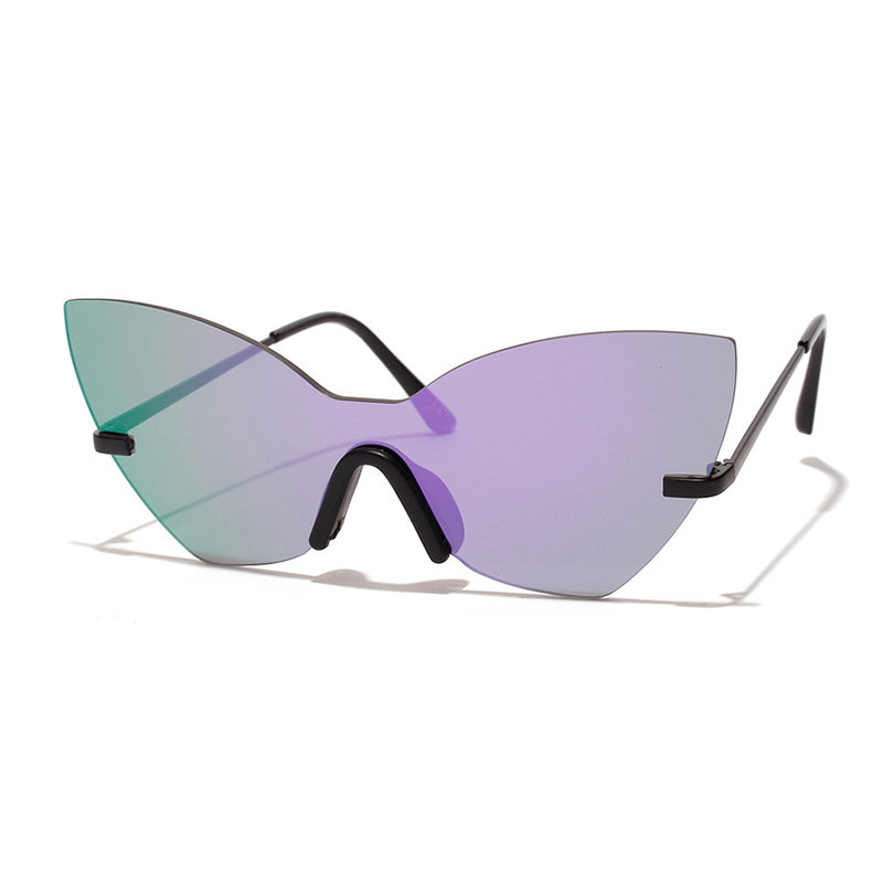 

Women Retro Cat Eye Anti-UV Metal Temple Sunglasses No-frame Butterfly Sunglasses, Purple;light grey;rose gold