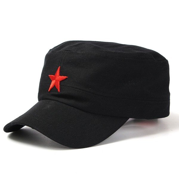 

Men Women Red Five-Pointed Star Military Hat Cotton Adjustable Army Cadet Cap Lovers Hat, Navy;army green;black