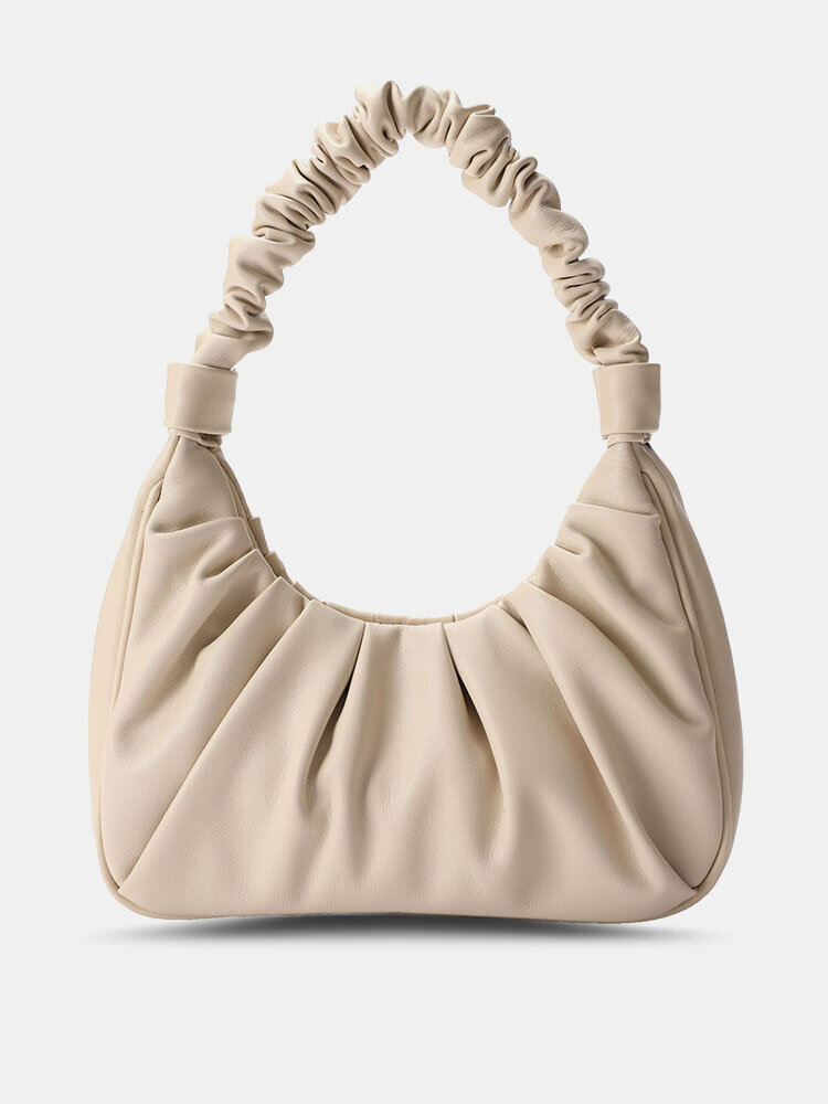 Women Faux Leather Casual Cloud Shape Solid Color Fashion Handbag