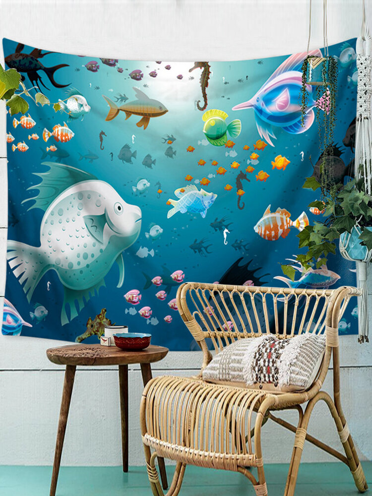Série d'animaux de l'océan natation dauphin orque motif tenture murale en polyester tapisserie