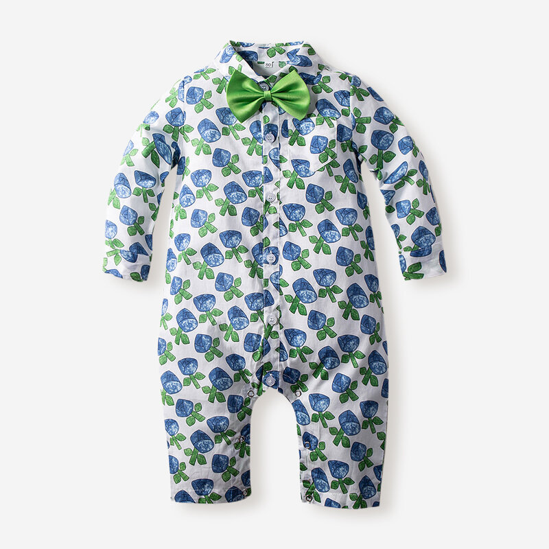 

Baby Floral Print Rompers For 6-24M, Blue