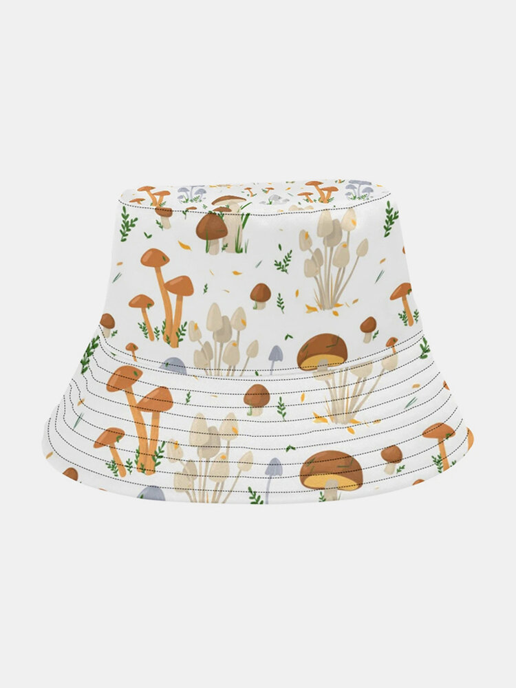 Collrown Women & Men Mushroom Pattern Print Casual Soft Outdoor Travel Bucket Hat