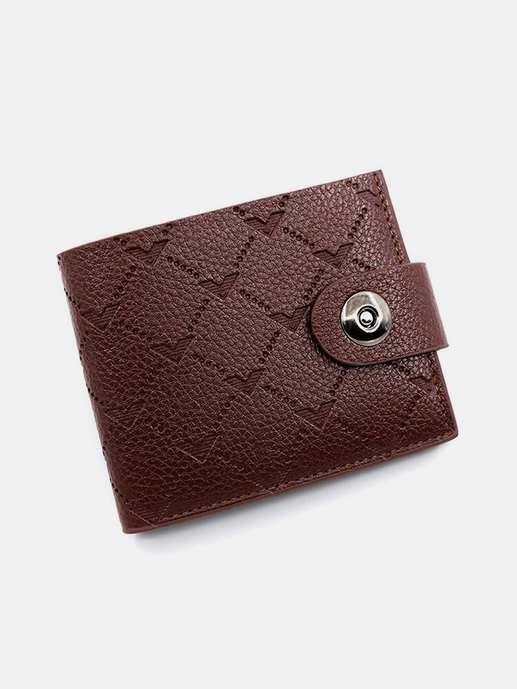 Men Artificial Leather Vintage Magnetic Closure Slim Purse Large Capacity Mini Wallet