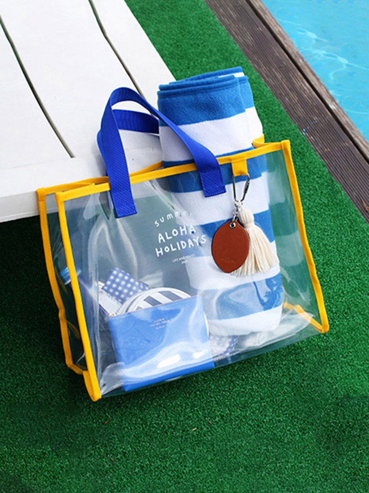 Women PVC Transparent Capacity Handbag Beach Bag Travel Swimming Bags