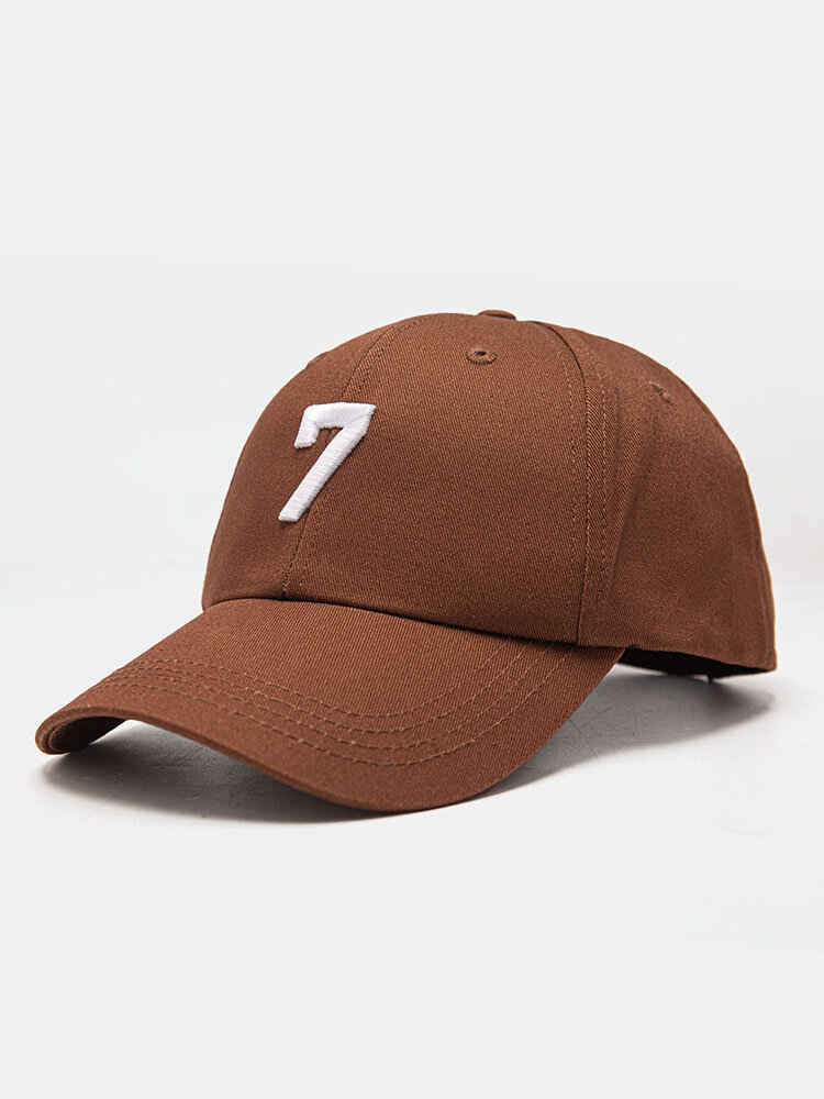 Unisex Cotton Number 7 Pattern Three-dimensional Embroidery Fashion Sunshade Baseball Caps
