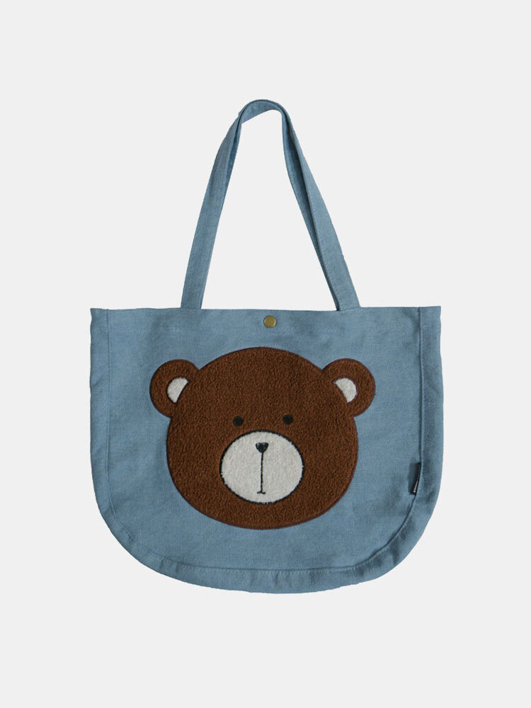 Women Bear Pattern Embroidered Handbag Shoulder Bag