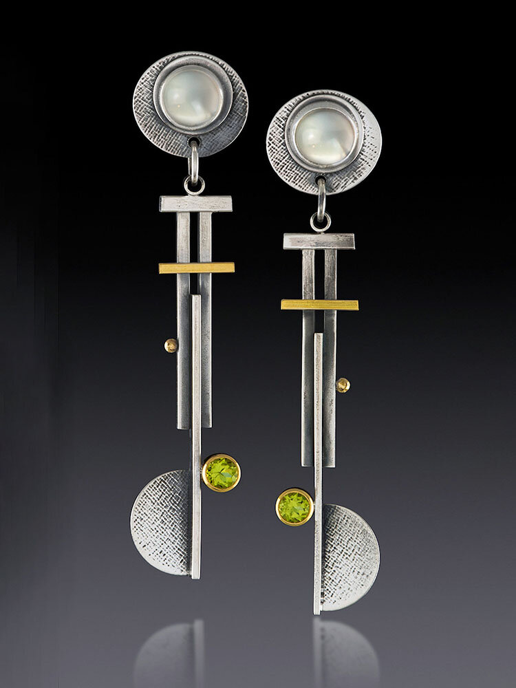 Vintage Semicircle S925 Moonstone Pearl Earrings