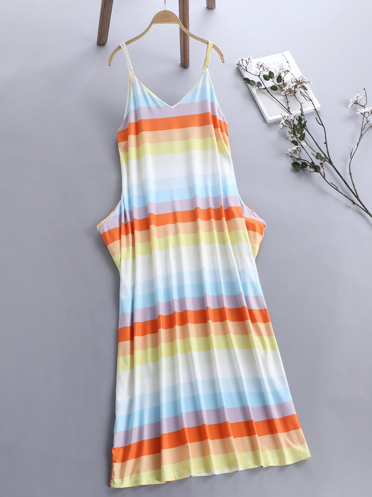 Striped Multi Color Casual Dresses