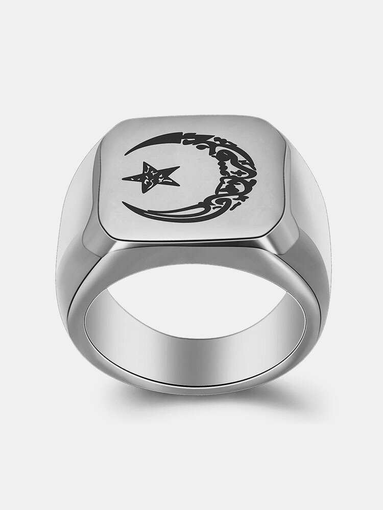 Кольцо Retro Moon Star Sun Ring из титановой стали для мужчин