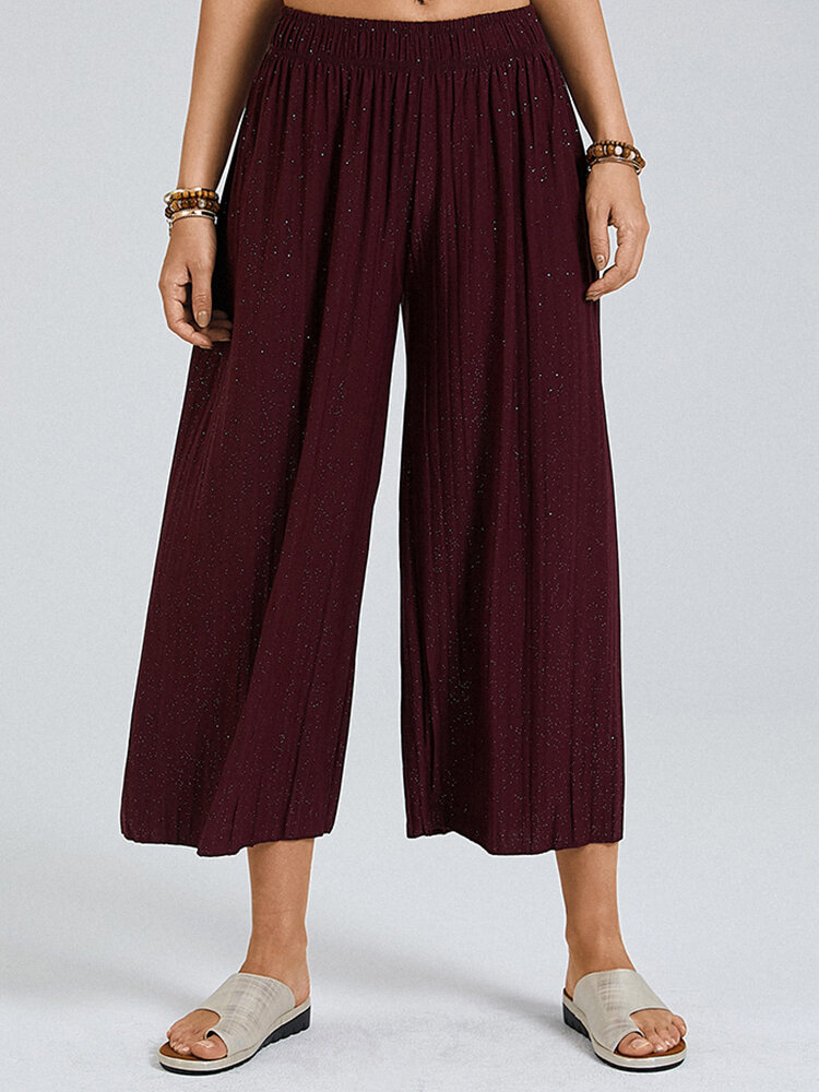 

Solid Color Sequin Design Elastic Waist Wide Leg Lounge Pants, Navy;champagne;yellow;wine red;gray;black;pink