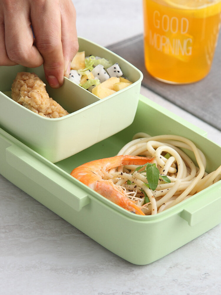 Style nordique simple boîte à lunch étudiant vert / rose / beige trois couleurs trois grilles boîte de rangement alimentaire 