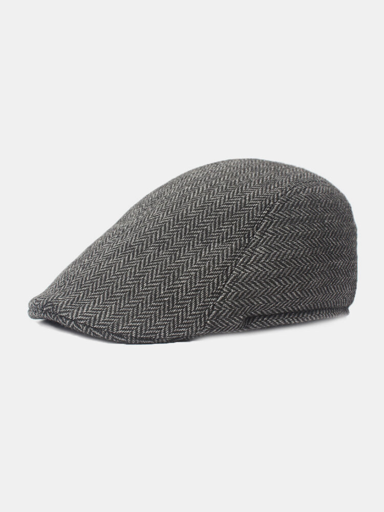 

Mens Winter Lattice Cotton Retro Beret Cap Forward Hat Newsboy Cap Peaked Gorras Adjustable Hat, Deep grey;coffee