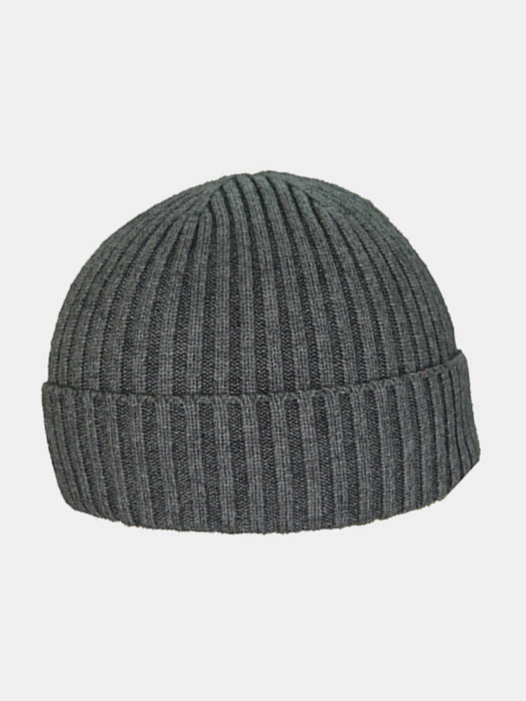 Men Warm Soft Knitting Stripes Bonnet Hats Winter Outdoor Snow Leisure Warm Beanies Casual Cap