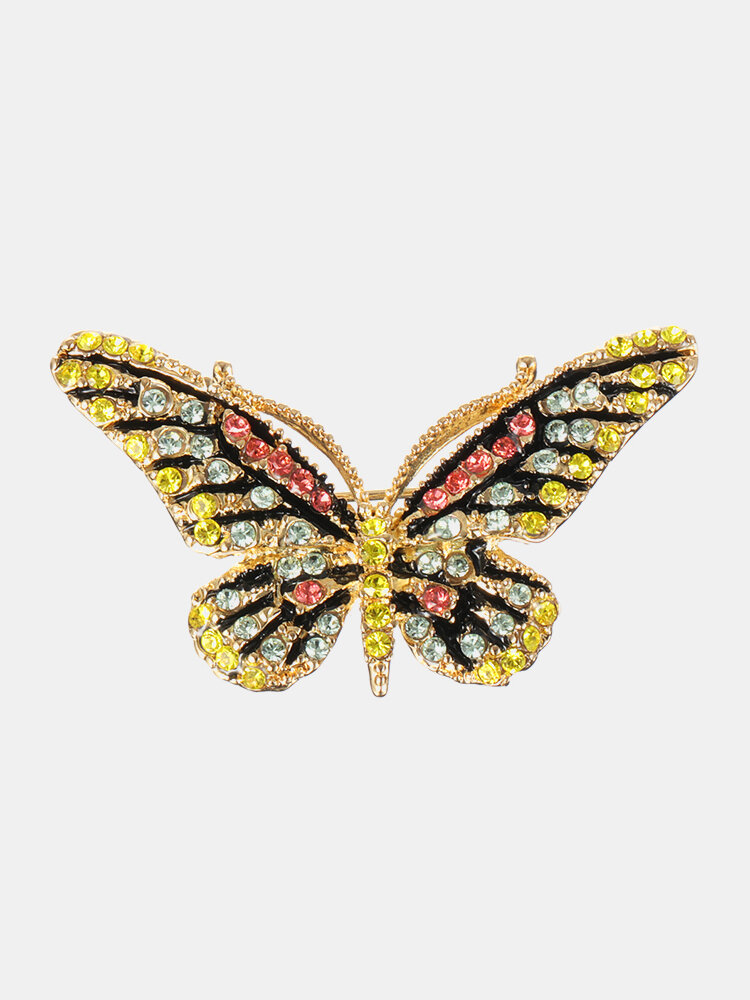 دلاية من الذهب عيار 18 قيراط لسلسلة دبابيس على شكل فراشة Colorful دبابيس فاخرة من أحجار الراين للنساء