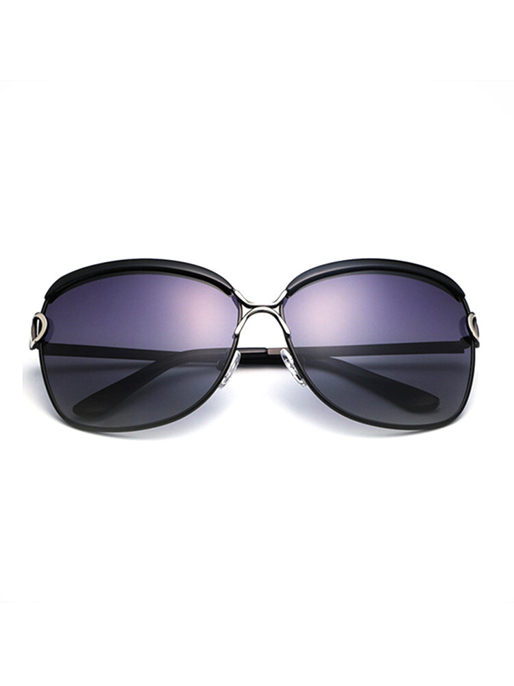 Women Vintage UV Protection Polarized Glasses Large Frame Alloy Sunglasses