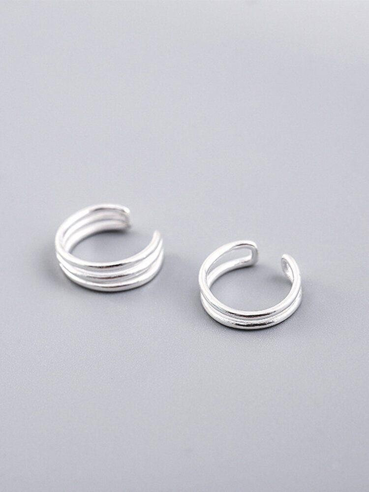 Simple 925 Sterling Silver Earrings Double Layer Three Layers Ear Clip Sweet Earrings Gift for Girls