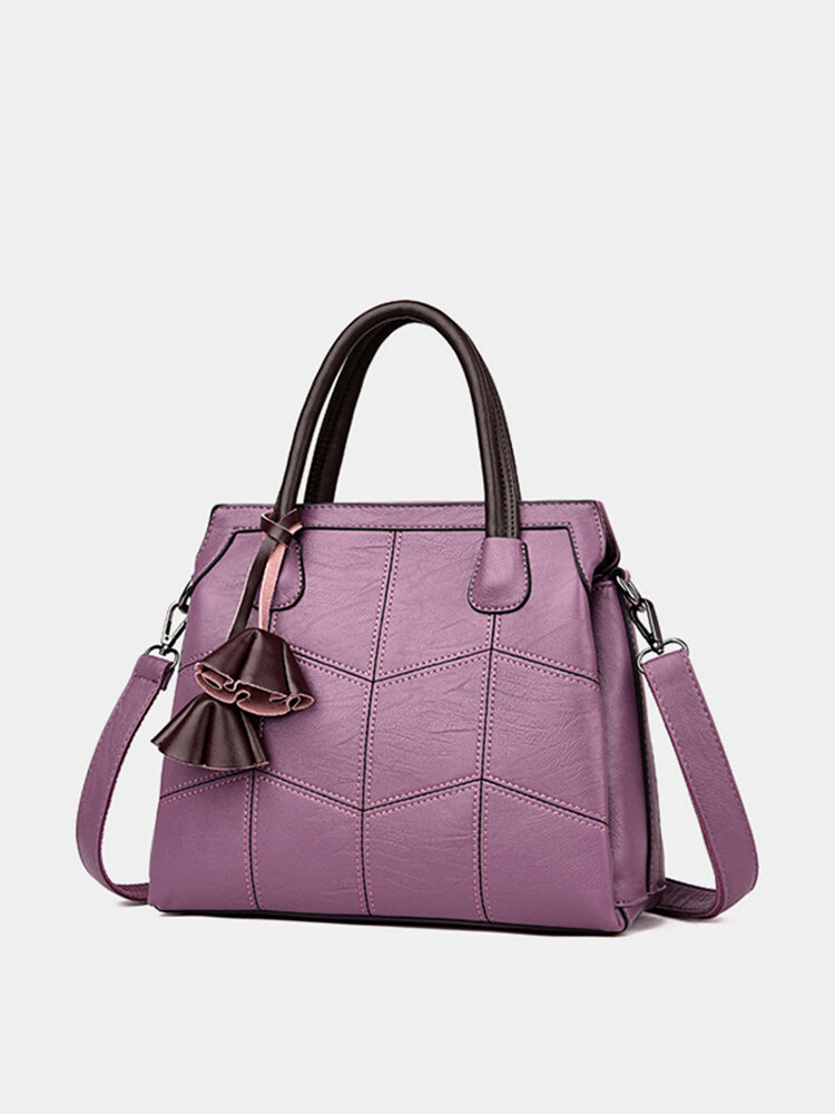 Women Stitching 3 Layer Handbag Large Capacity Solid Leisure Crossbody Bag