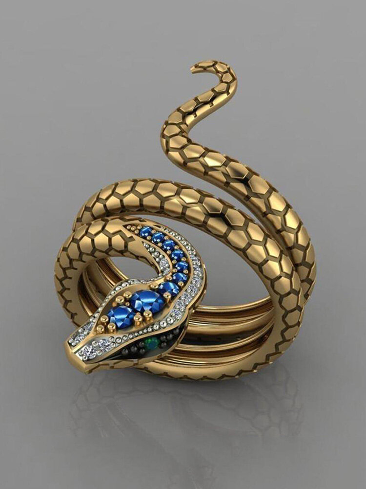 Винтажное кольцо унисекс в форме змеи, открытое регулируемое многослойное мужское кольцо из сплава Женское, украшения