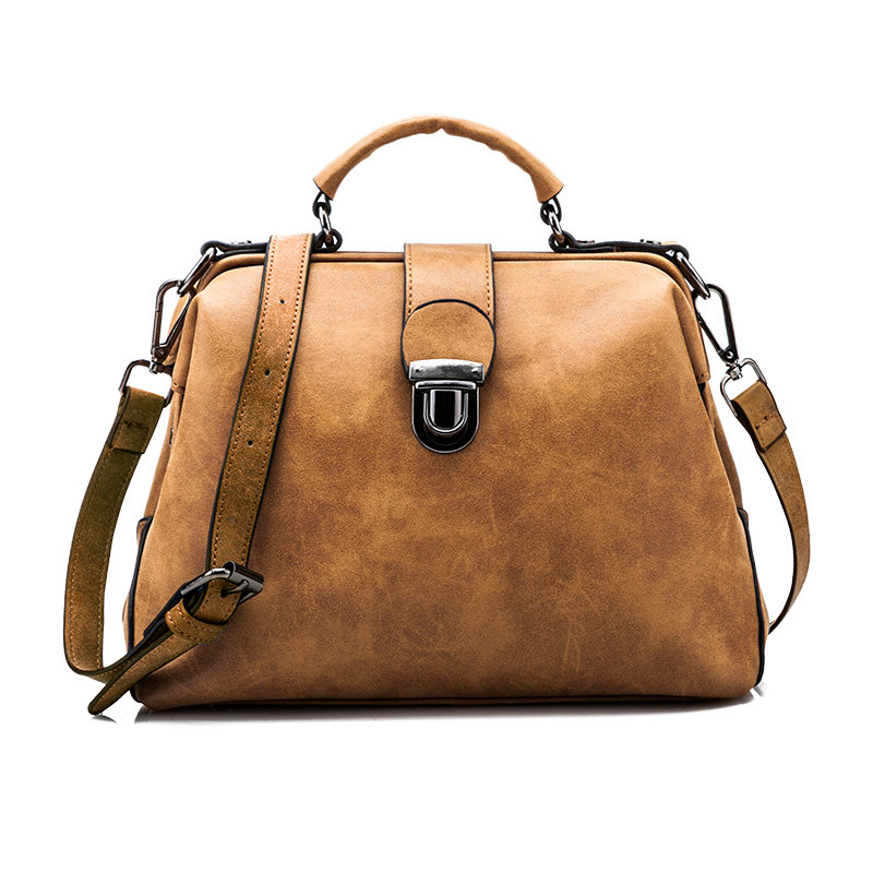 Stylish Doctor Bag Vintage Shoulder Bag PU Leather Crossbody Bag Phone Bag