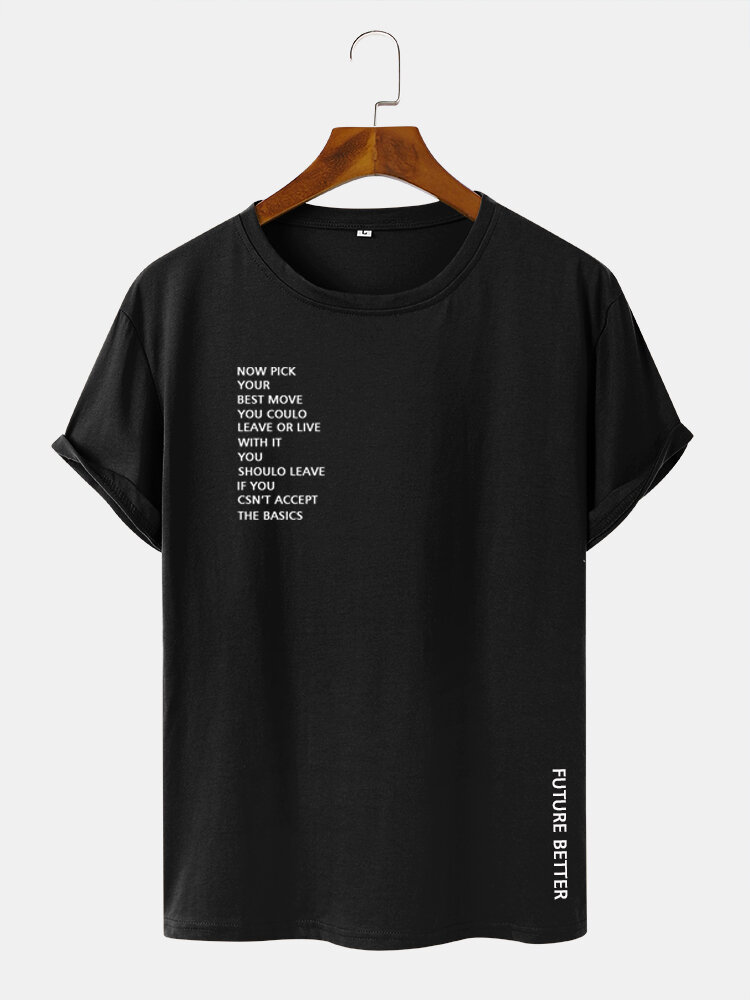

Mens Letter Slogan Print Crew Neck Short Sleeve T-Shirts, Black;khaki;white;blue;gray