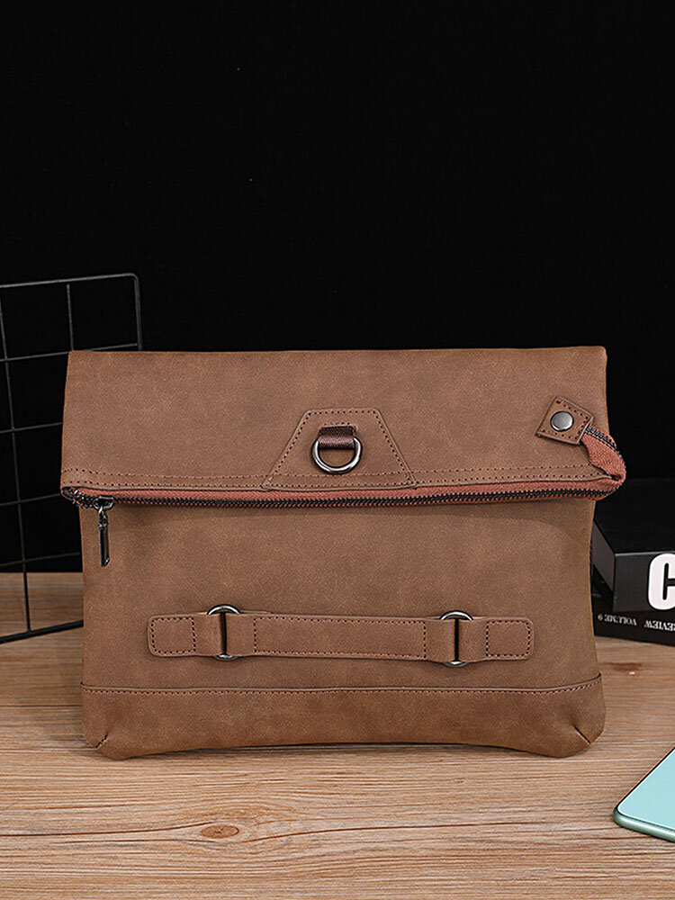 Menico Men Artificial Leather Vintage Large Capacity Messenger Bag Convertible Strap 14 Inch Laptop Bag