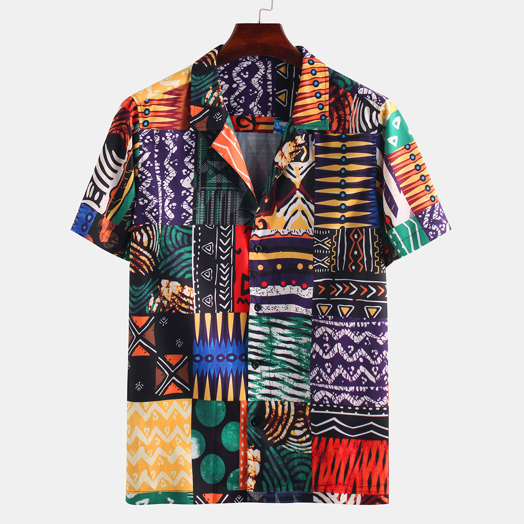 Abstract Printing Ethnic Style Shirt