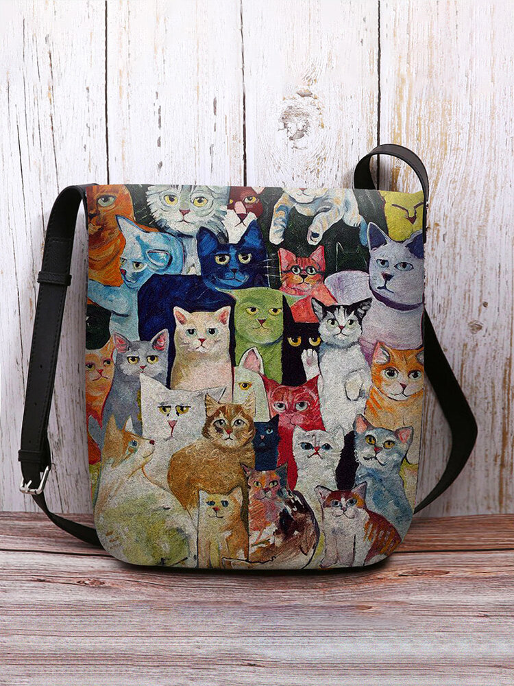Felt Cat Pattern Large Capacity Tote Handbag