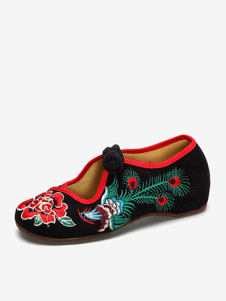 

Phoenix Embroidered Hollow Out Casual Flat Vintage Loafers, Red;black
