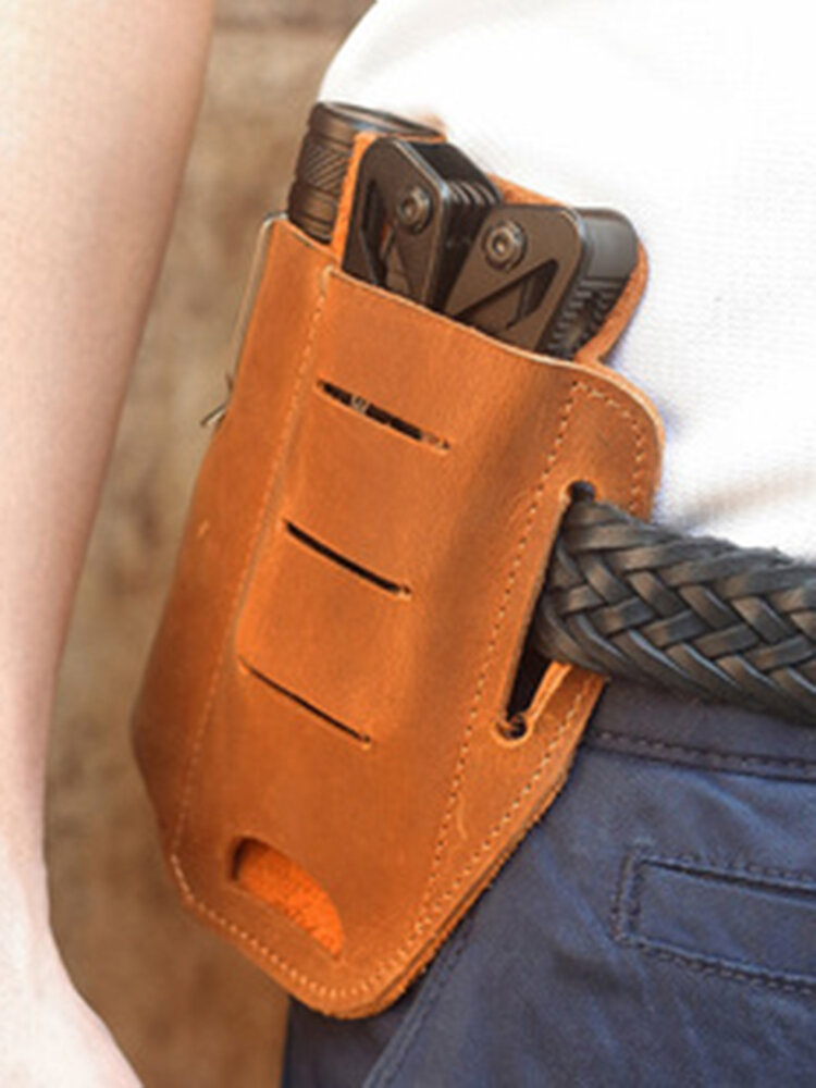 

Menico Cowhide Leather EDC Wear-resistant Multi-functional Convenient Portable Belt Loop Waist Tool Set, Coffee;brown;blue