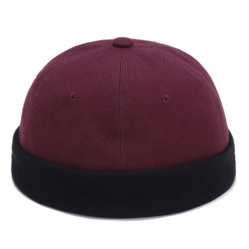 

Mens Womens Couple Adjustable Solid French Cotton Bucket Cap Retro Vogue Crimping Brimless Hats, Black;red;pink;blue