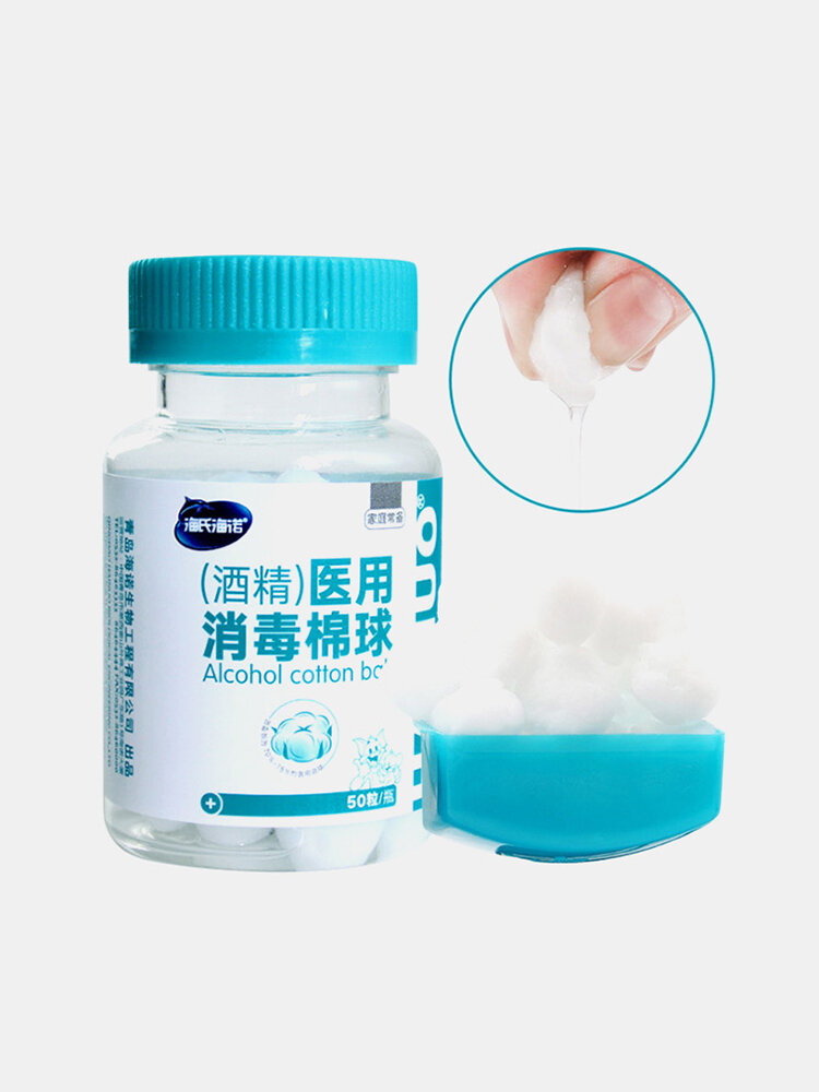 50Pcs/Barrel Household Disposal Alcohol Cotton Ball Wound Cleaning Disinfection Cotton Ball 