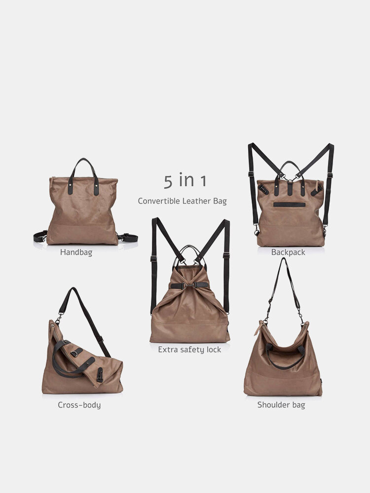 JOSEKO Women's Artificial Leather Outdoor Casual Large Capacity Backpack Messenger Bag Handbag