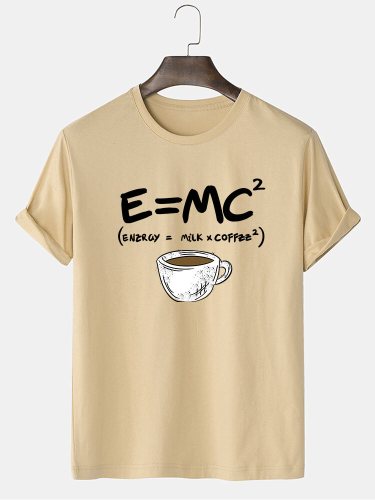 Mens Formula Coffee Printed Crew Neck Cotton Short Sleeve T-Shirts