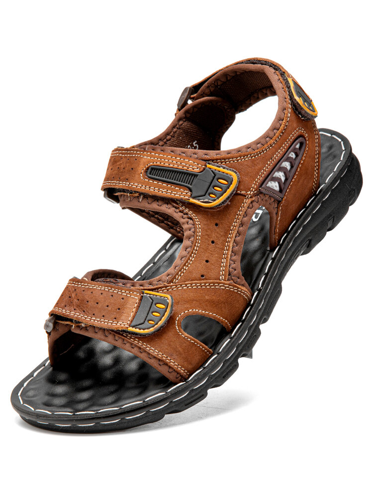Men Genuine Cow Leather Outdoor Hiking Beach Water Sandals