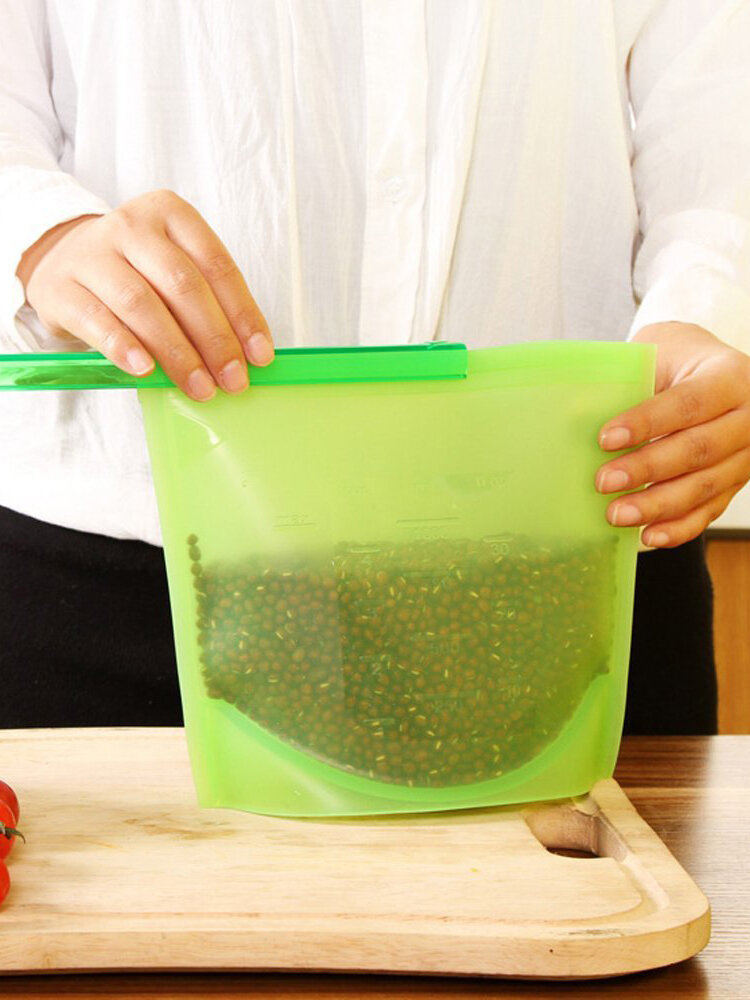Silicone Fresh-Keeping Bag Vacuum Sealed Bag Food Frozen Storage Bag Refrigerator Food Fruit 1000ML