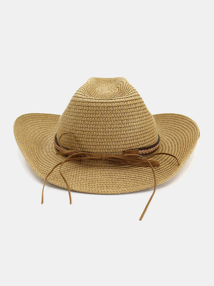 Men Women Retro Straw Knited Sunscreen Jazz Cap Outdoor Casual Travel Breathable Hat