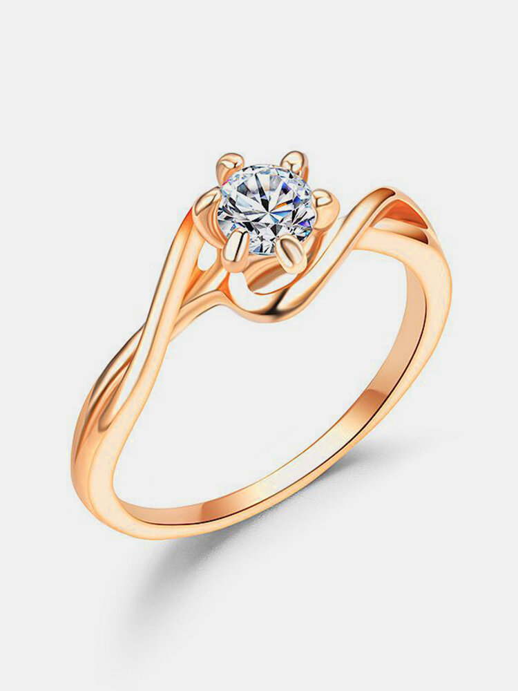 Elegant Couple Finger Rings Alloy Zircon Hollow Round Rings Finger Jewelry for Women Men