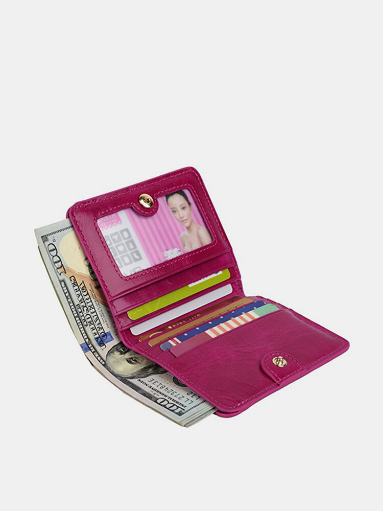 Women Genuine Leather Wallet Card Holder Portable Wallet Purse