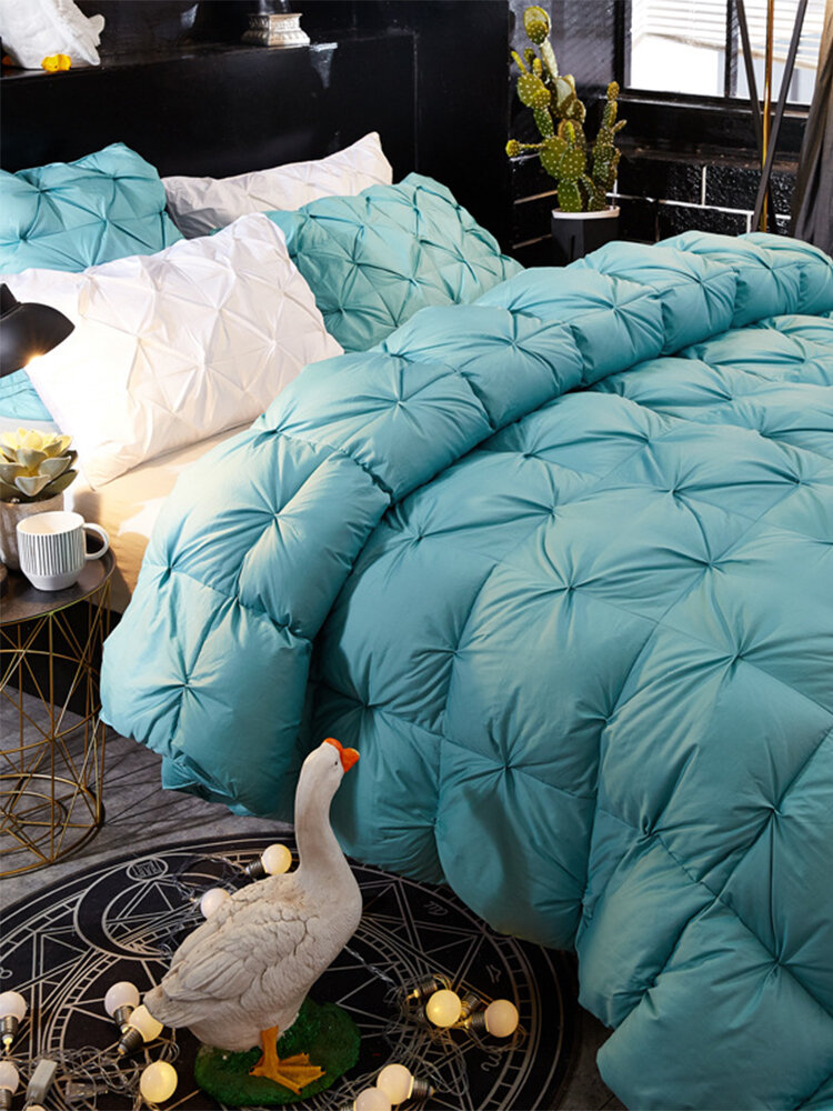 

White Goose Down Quilt Large Comforter Duvet Blanket Winter Full Queen King Size Bedding, White;coffee;pink;blue