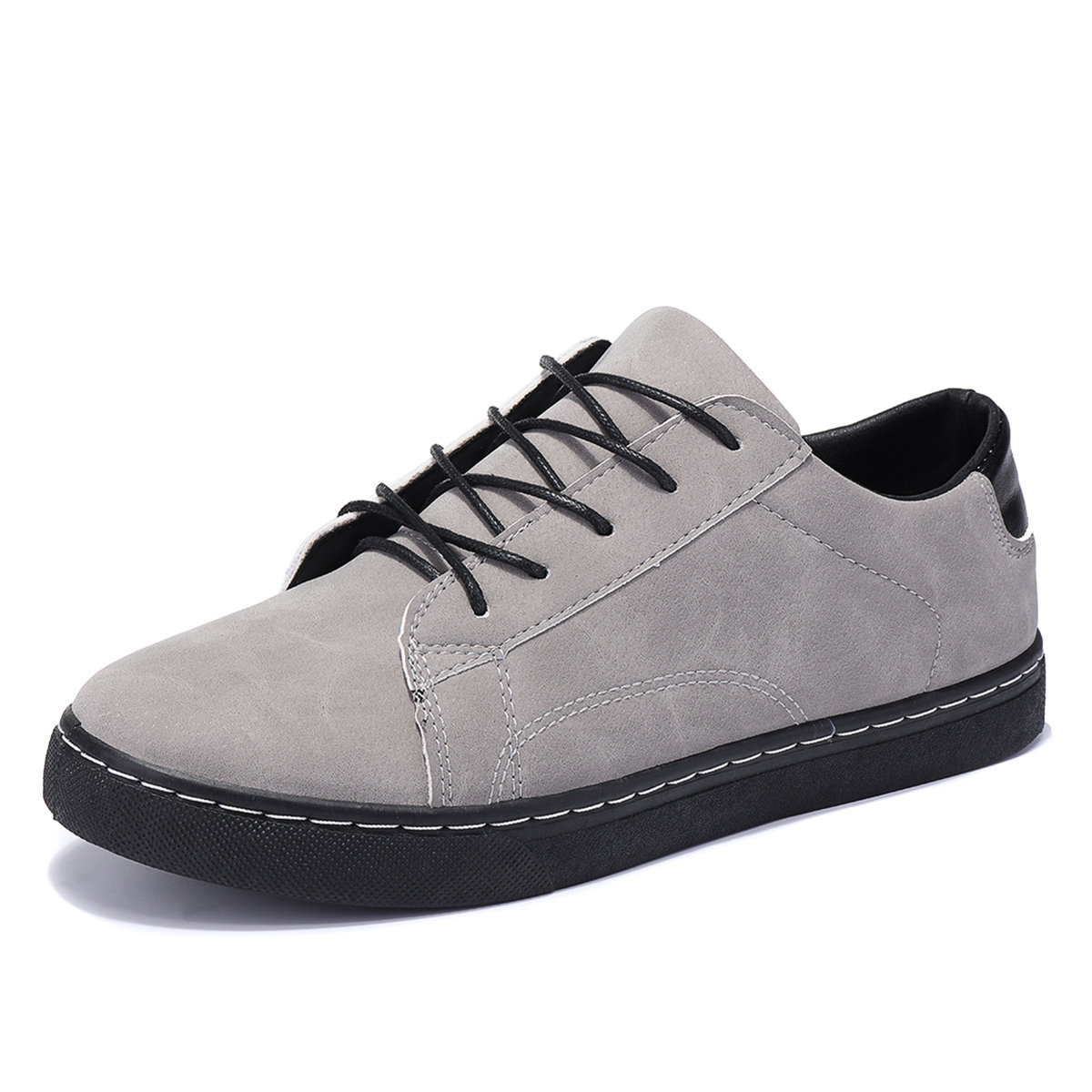 Men Synthetic Leather Pure Color Lace Up Trainers Casual Shoes