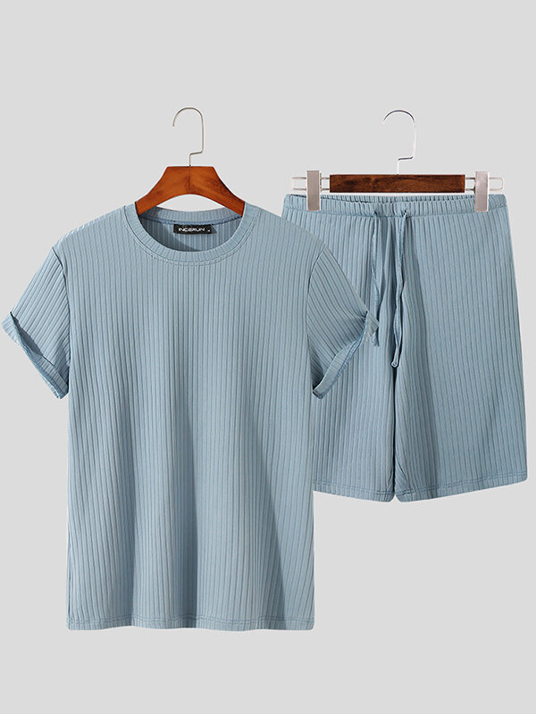 Men's Casual Soft Solid Color T Shirts Set