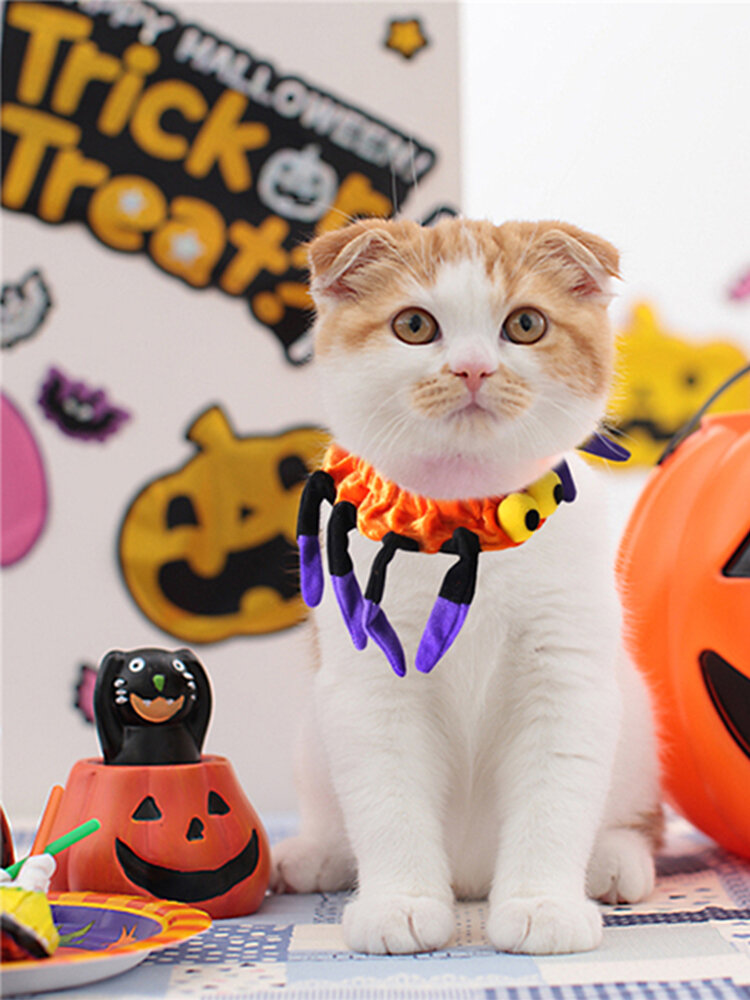 Pet Spider Collar Dog Cat Puppy Kitty Cap Halloween Supplies Pet Costume